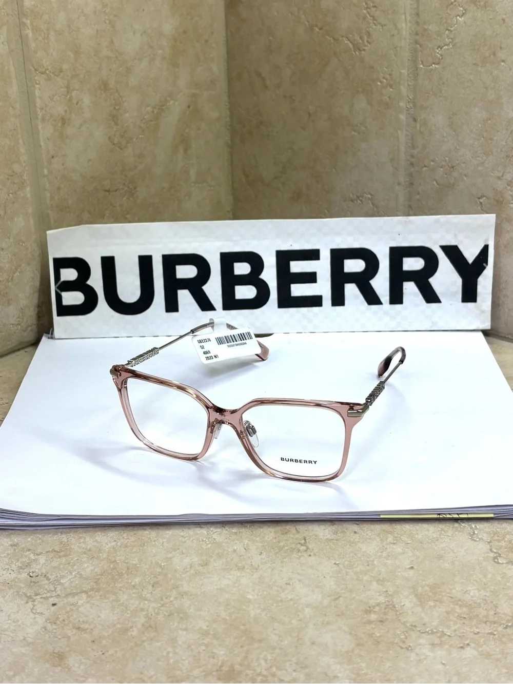 New Old Stock Burberry BE2376 4069 Blush Pink Square Optical Frames